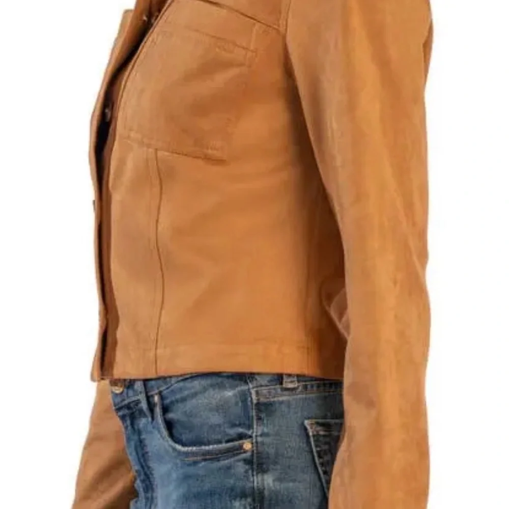 NWOT - Kut from the Kloth Matilda Crop Faux Suede Trucker Jacket - Picture 4 of 12